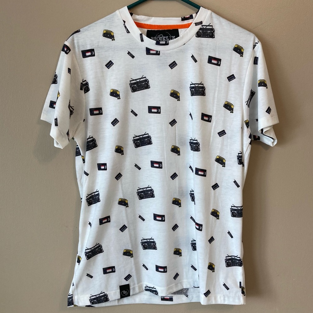 Men’s Tee Shirt Brooklyn standard Vintage Print Men’s Small White